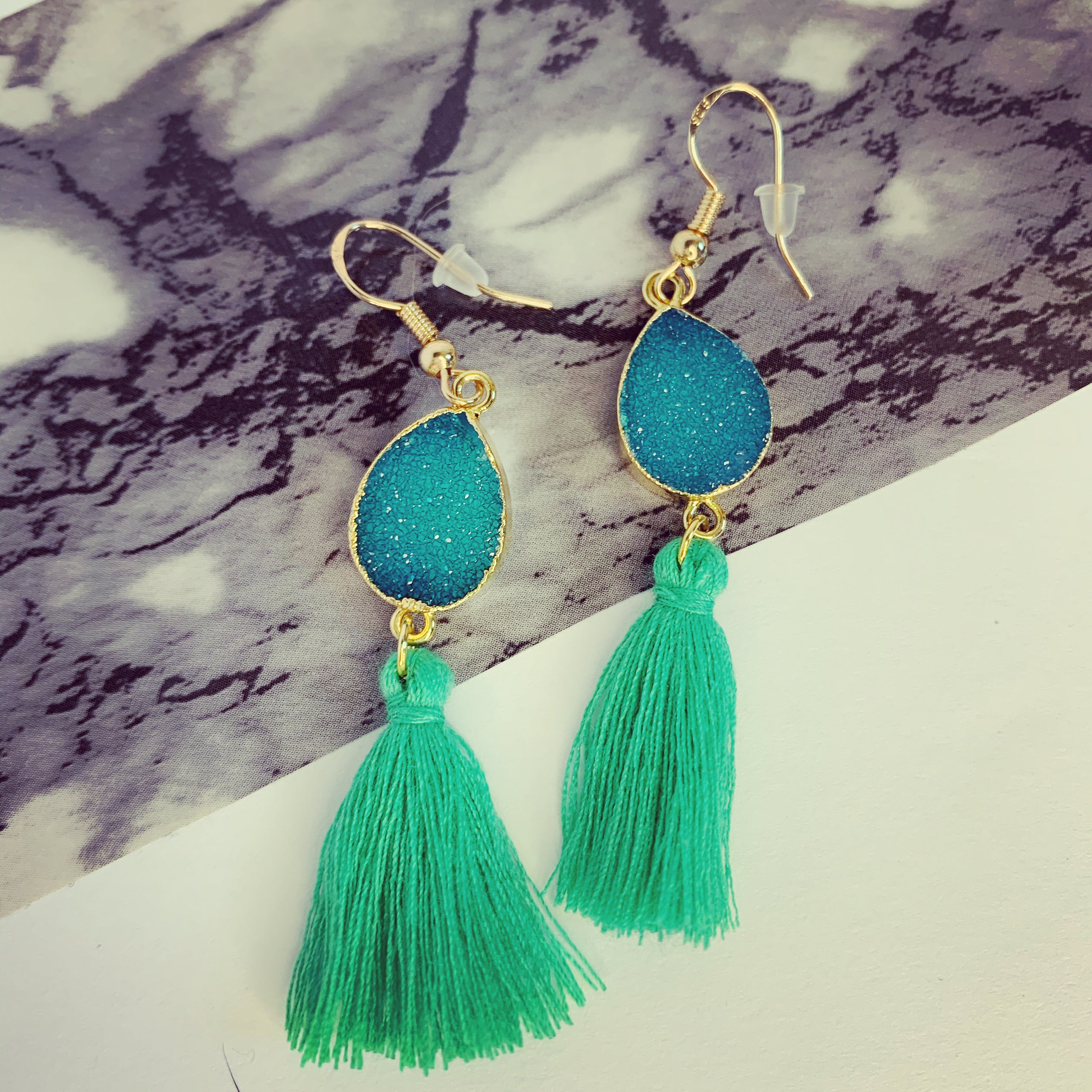 Druzy tassel hotsell earrings